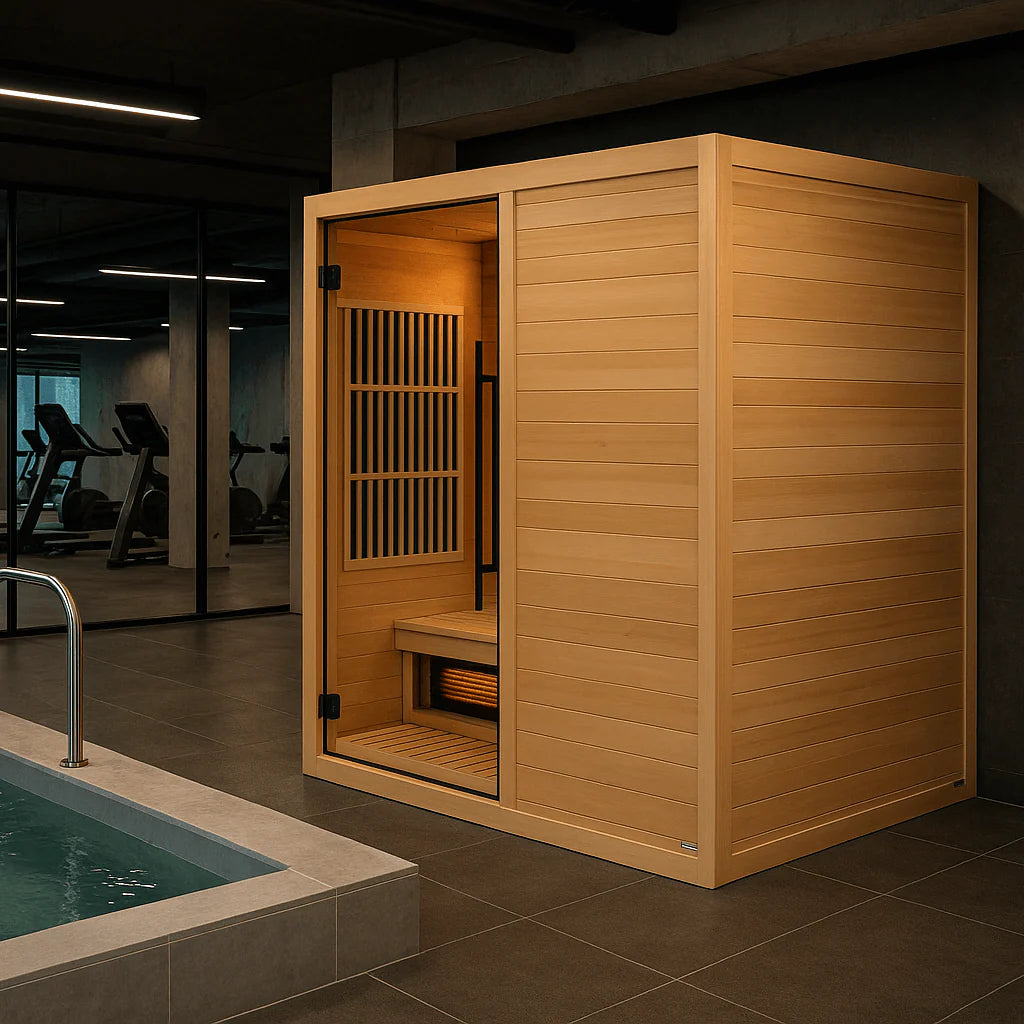 Golden Designs Soria 3-Person Hybrid Indoor Sauna w/ Full Spectrum Infrared & Harvia Traditional Electric Heater Kit | GDI-8330-01