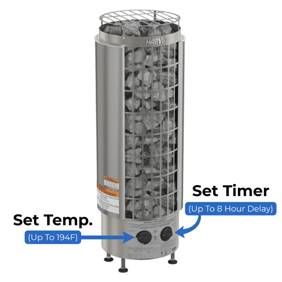 Harvia Cilindro Half Series Electric Sauna Heater w/ Built-in Control 6/8/9kW
