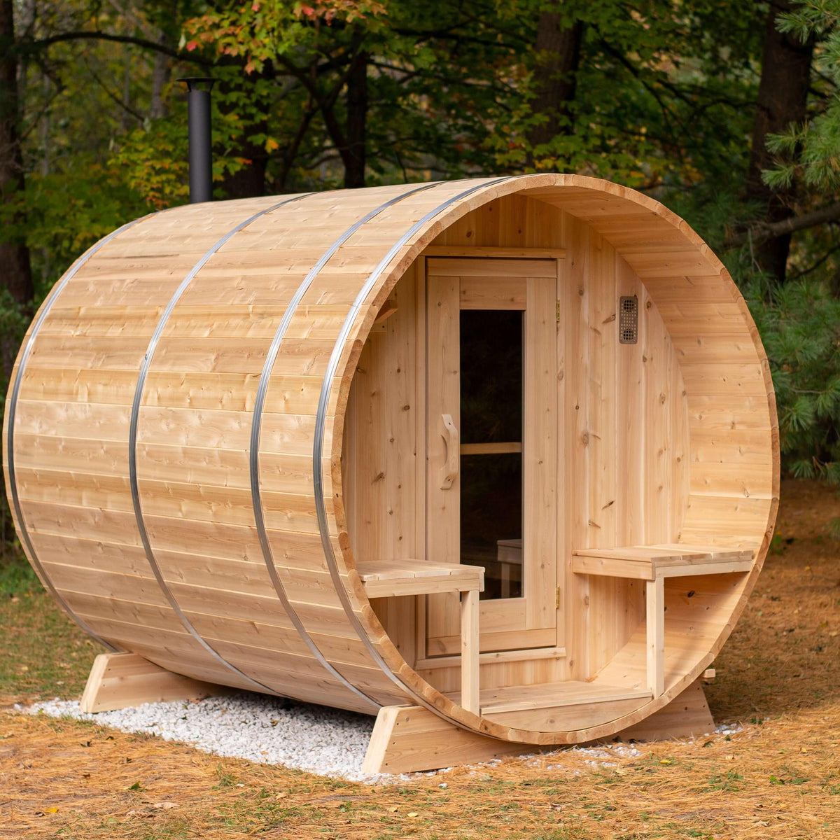 Dundalk Leisurecraft Canadian Timber 4-Person Serenity Barrel Sauna | CTC2245W
