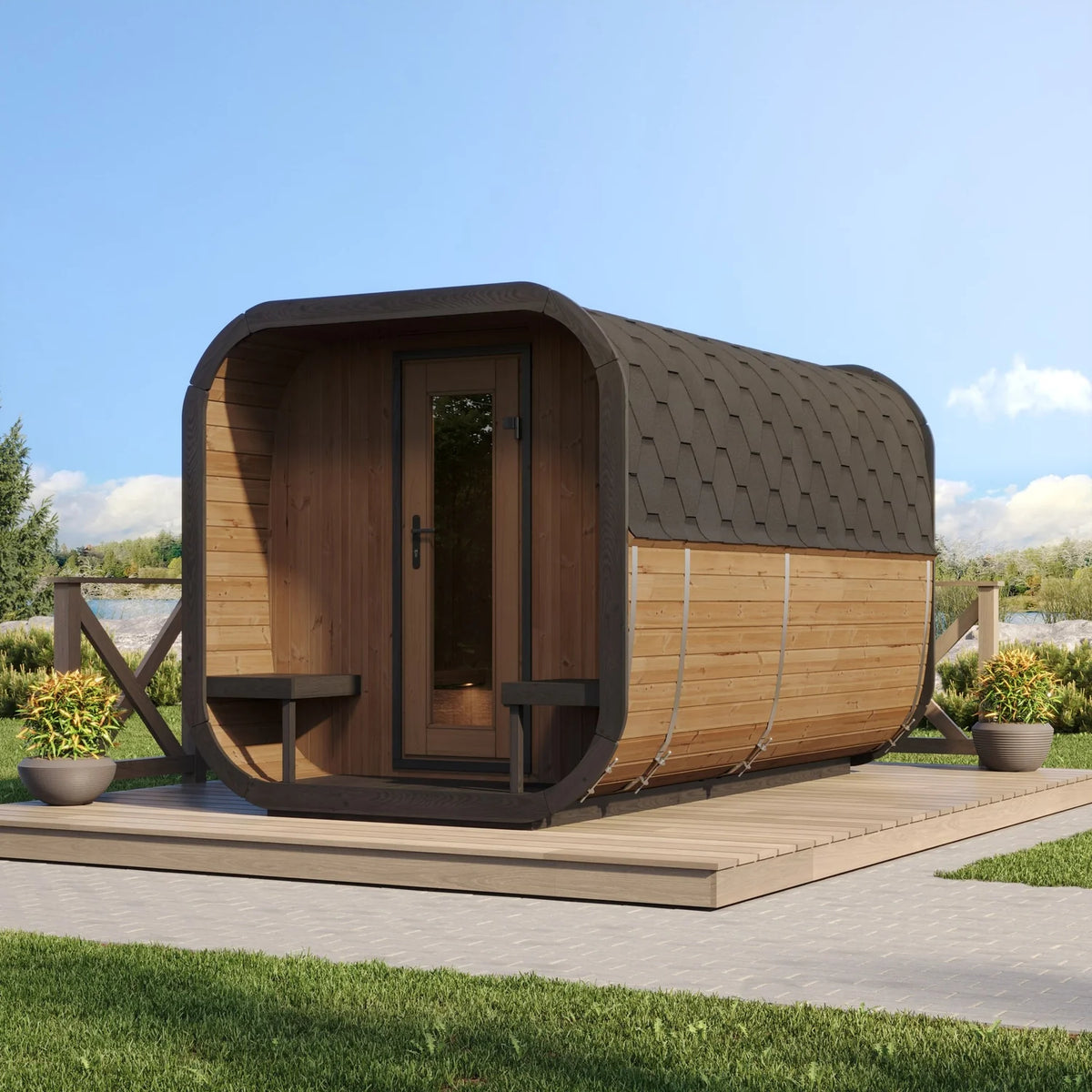 SaunaLife CL12GCP 8-Person Cube-Series Outdoor Sauna Kit