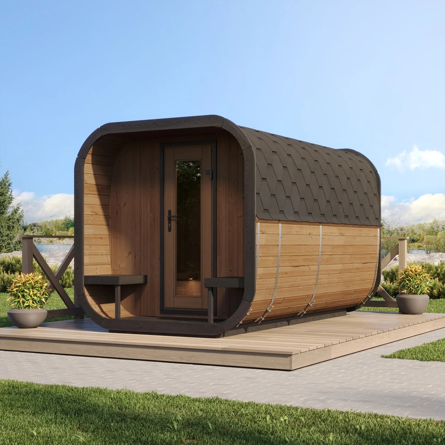 SaunaLife CL12GCP 8-Person Cube-Series Outdoor Sauna Kit