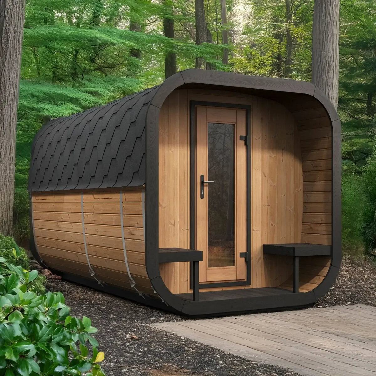 SaunaLife CL12GCP 8-Person Cube-Series Outdoor Sauna Kit