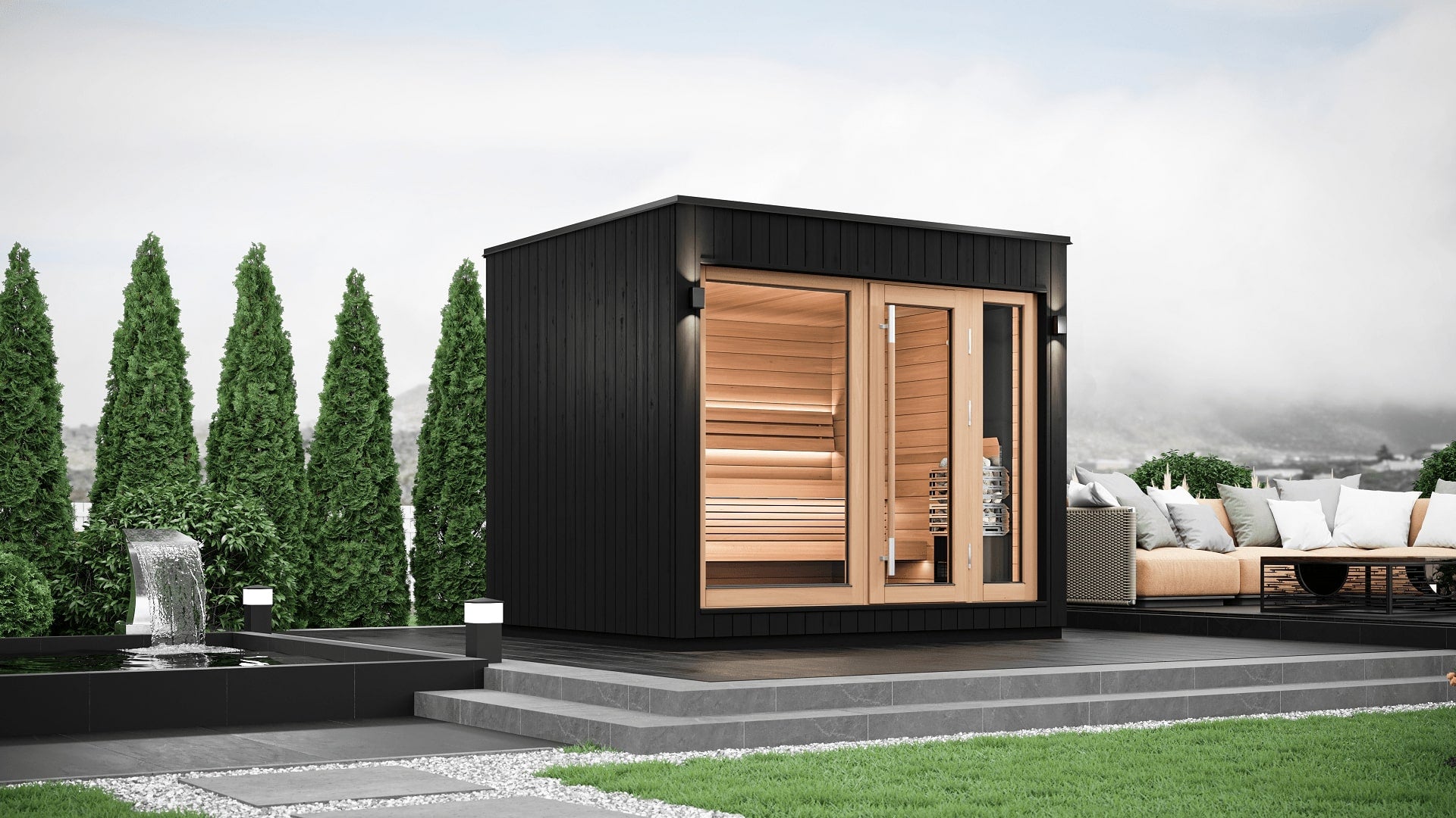 SaunaLife G7 6-Person Pre-Assembled Outdoor Sauna Cabin | Model G7/G7S