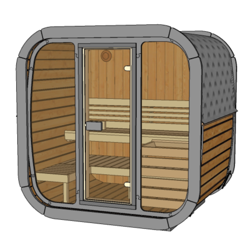 NEW SaunaLife CL5G 4-Person Cube-Series Outdoor Sauna Kit