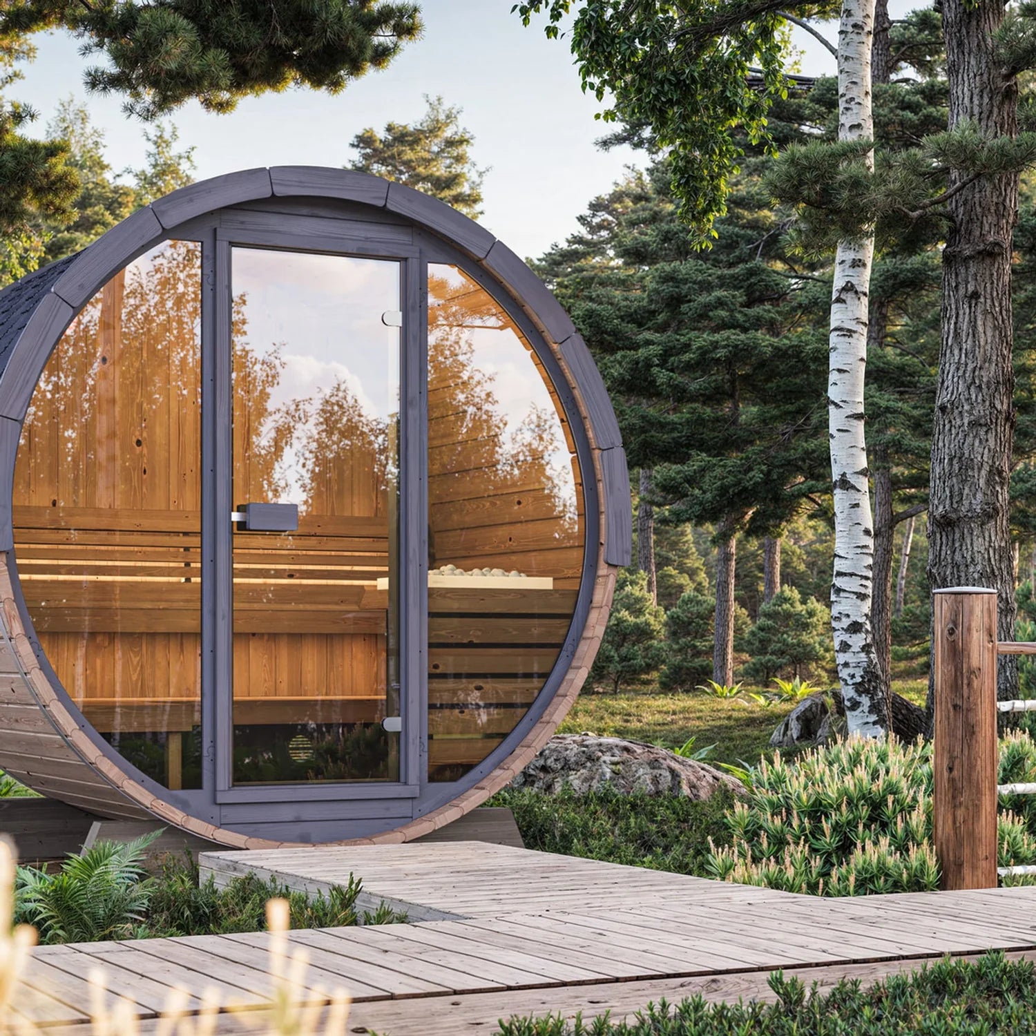 SaunaLife EE6G 4-Person Barrel Sauna | Ergo Elegance Series