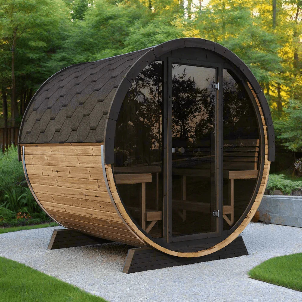 SaunaLife EE8G 4-Person Barrel Sauna | Ergo Elegance Series