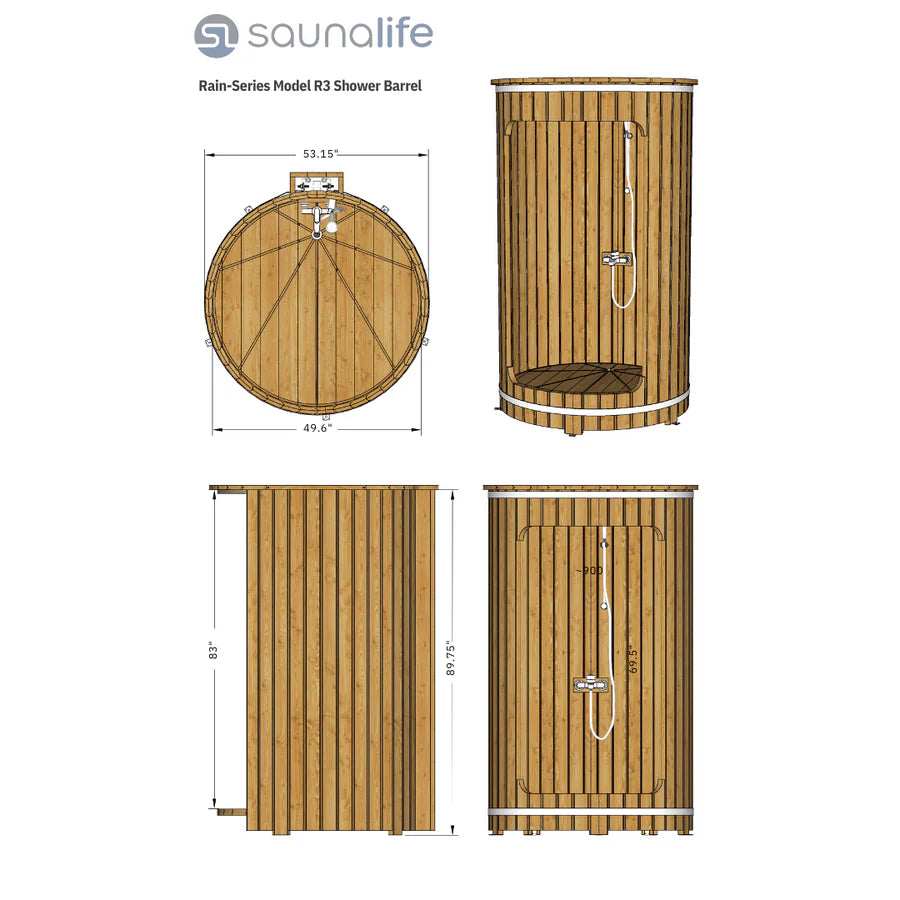 Saunalife R3 Outdoor Barrel Shower