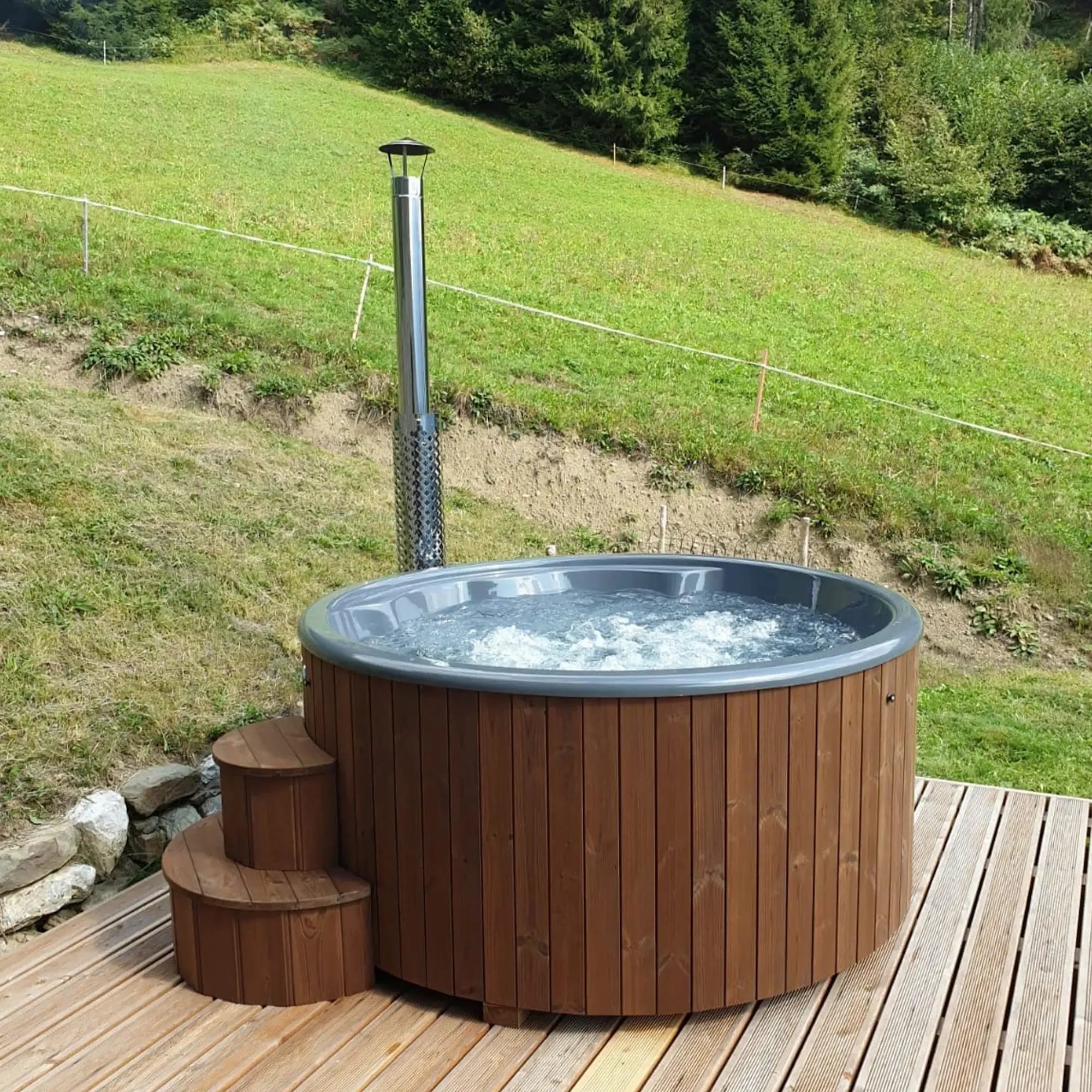 SaunaLife S4 6 Person Wood-Fired Hot Tub | Models S4B/S4N