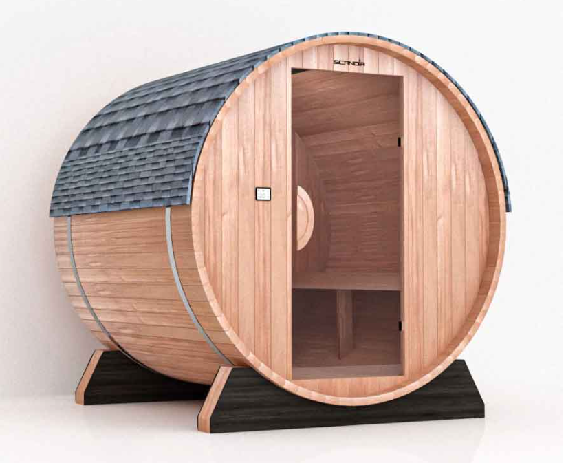 Scandia 2-8 Person Barrel Sauna w/ Electric Heater