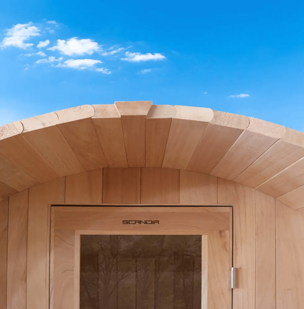 Scandia 2-8 Person Electric Barrel Sauna w/ Canopy, Electric Heater Included