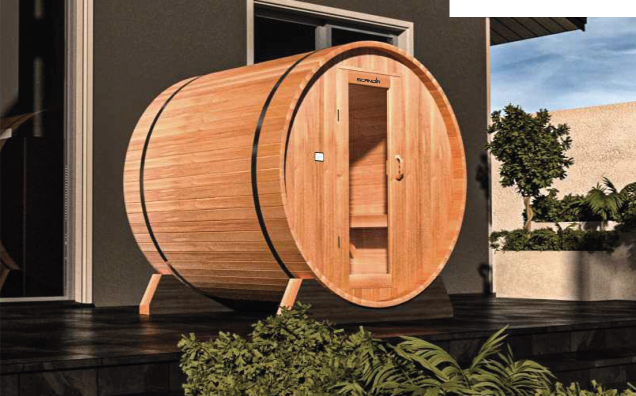Scandia 2-8 Person Barrel Sauna w/ Electric Heater