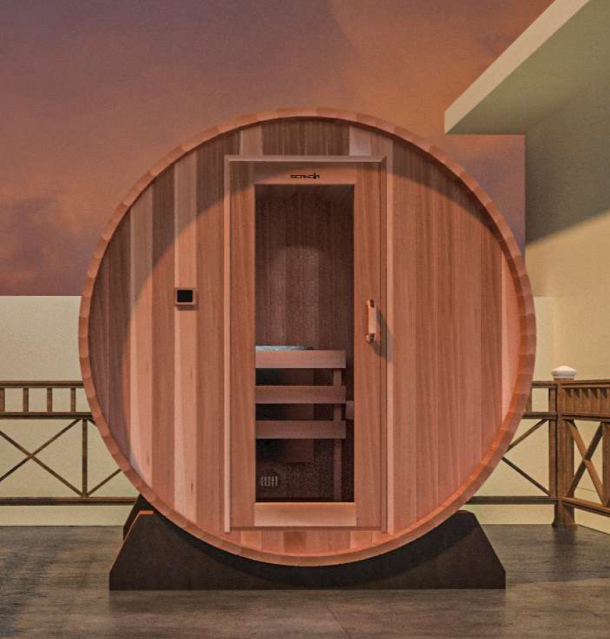 Scandia 2-8 Person Barrel Sauna w/ Electric Heater