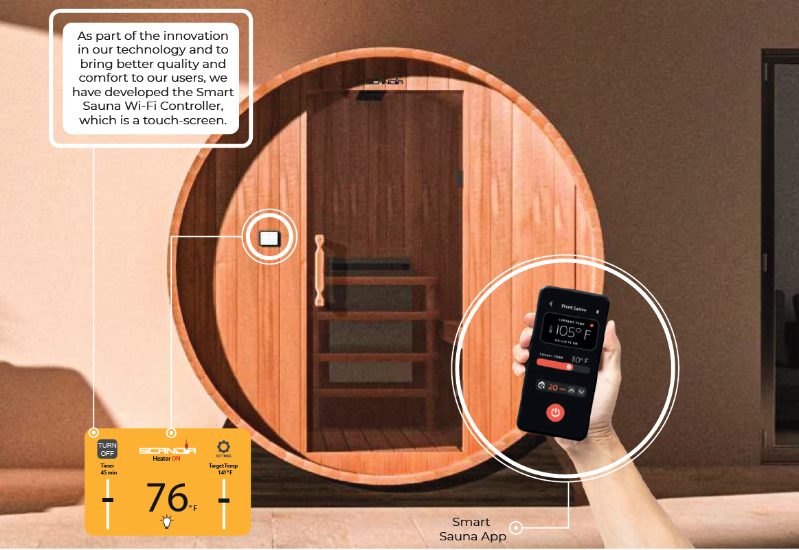 Scandia 2-8 Person Barrel Sauna w/ Electric Heater