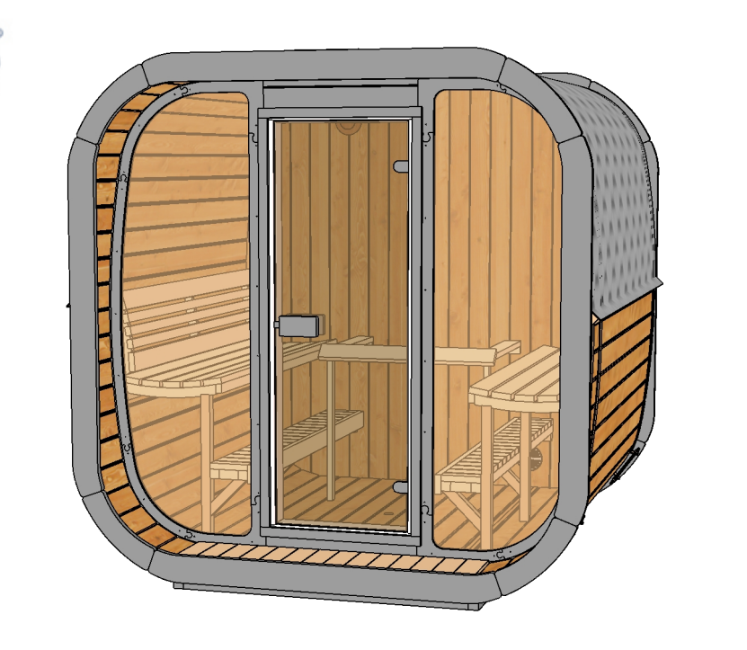 NEW SaunaLife CL7G 6-Person Cube-Series Outdoor Sauna Kit