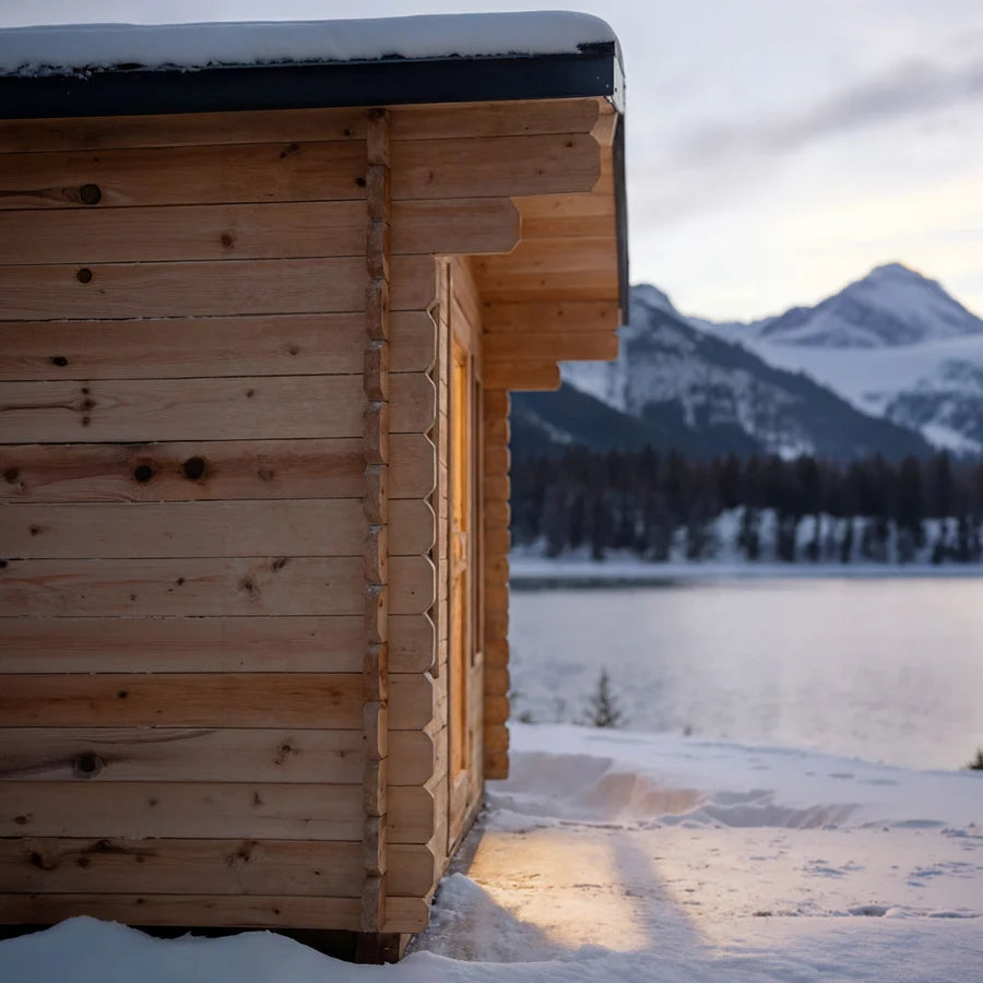 Dundalk Leisurecraft Canadian Timber 4 Person Palmer Outdoor Traditional Cabin Sauna With Roof Overhang | CTC68
