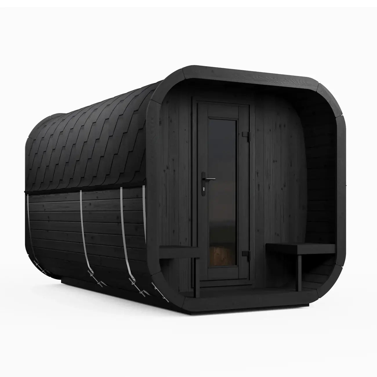 SaunaLife CL12GCP wooden sauna with black exterior on a white background.
