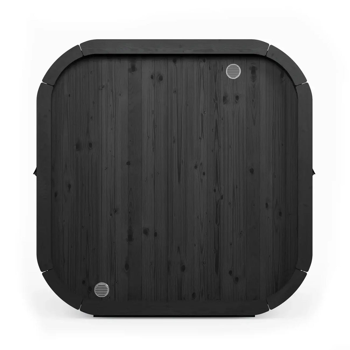 SaunaLife CL7G 6-person outdoor sauna kit with a sleek black wood finish and modern design.