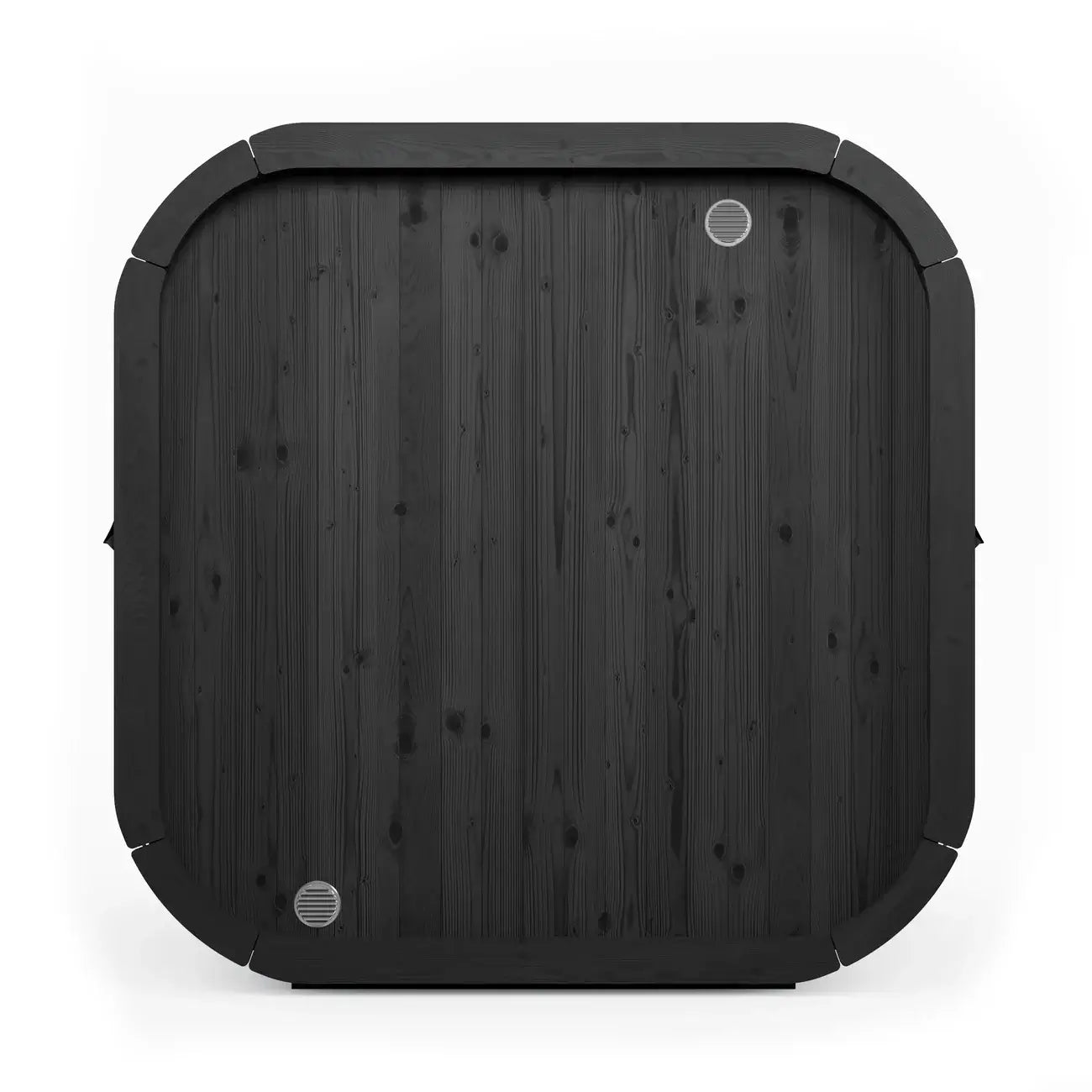 SaunaLife CL7G 6-person outdoor sauna kit with a sleek black wood finish and modern design.