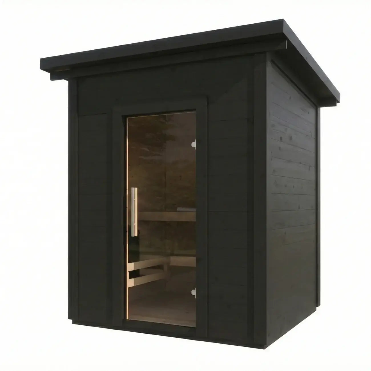 SaunaLife G2 wooden sauna cabin with a glass door on a white background