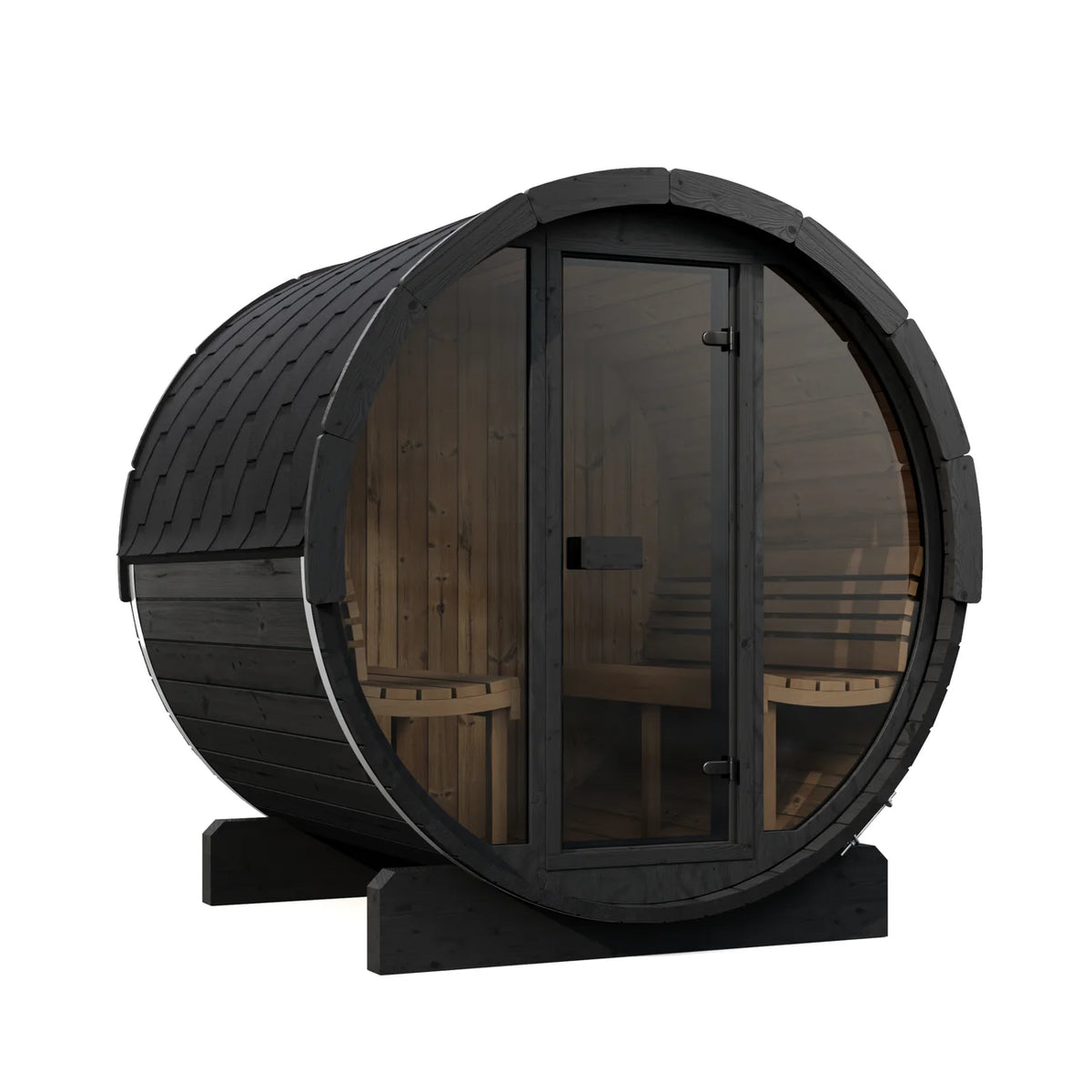 SaunaLife E7G 4-Person Barrel Sauna w/ Glass Front | Ergo Model E7G