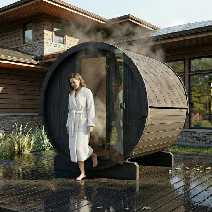 SaunaLife E7 4-Person Barrel Sauna | Ergo Model E7
