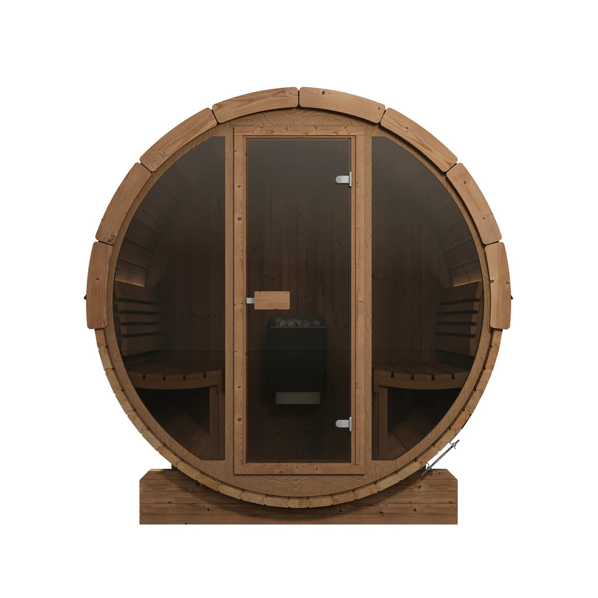 SaunaLife E7G 4-Person Barrel Sauna w/ Glass Front | Ergo Model E7G