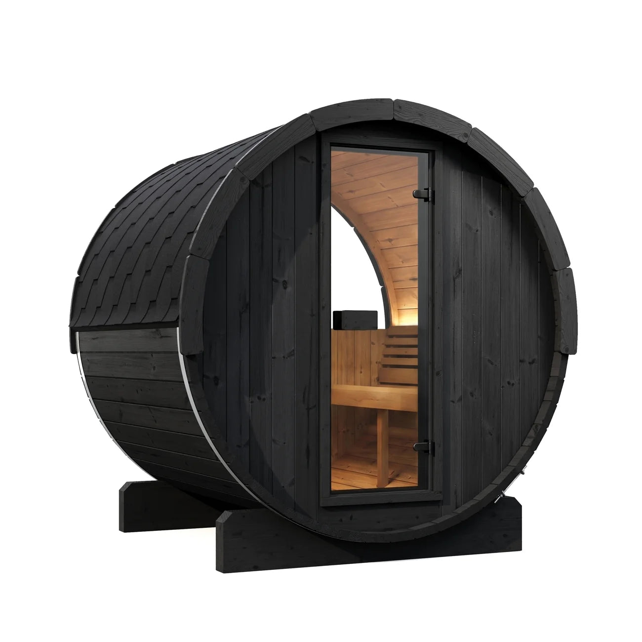 SaunaLife E7W 4-Person Barrel Sauna w/ Rear Window | Ergo Model E7W