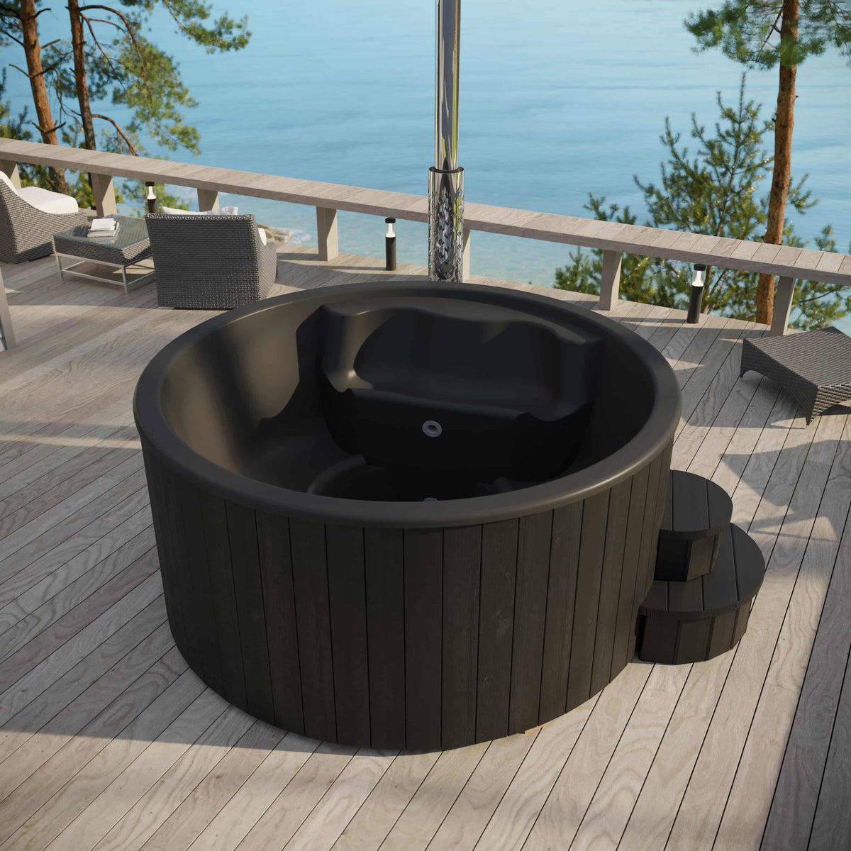SaunaLife S4 6-Person Wood-Fired Hot Tub | Model S4B/S4N