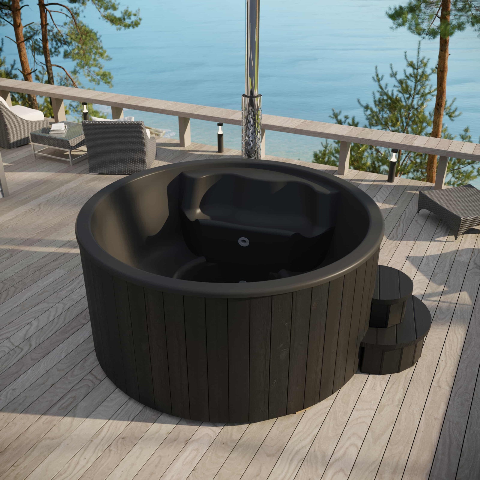 SaunaLife S4 6-Person Wood-Fired Hot Tub | Model S4B/S4N
