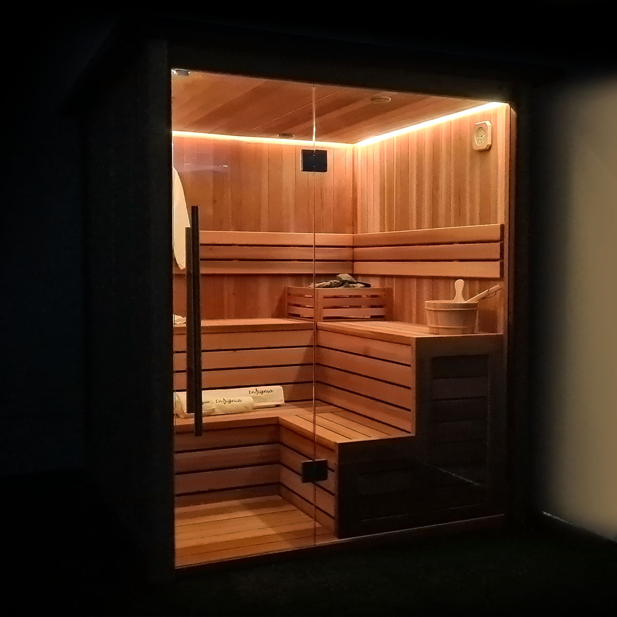 Insignia Traditional Outdoor 4-Person Sauna 2m x 2m w/ Bluetooth Speakers