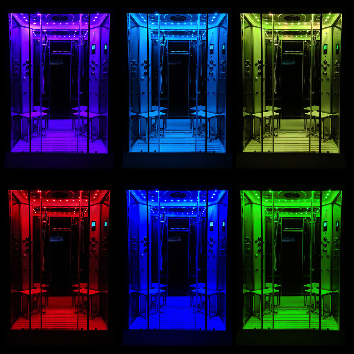 Insignia Platinum Black Framed Rectangular Twin Steam Shower Cabin 1400 x 900